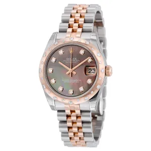 Rolex Oyster Perpetual Datejust 31 Black Mother of Pearl Dial Stainless Steel and 18K Everose Gold Jubilee Bracelet Automatic Ladies Watch 178341BKMDJ
