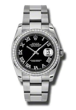 Rolex Oyster Perpetual Datejust 36 Black Dial Stainless Steel Bracelet Automatic Ladies Watch 116244BKRO