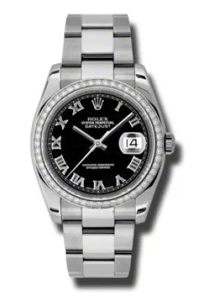 Rolex Oyster Perpetual Datejust 36 Black Dial Stainless Steel Bracelet Automatic Ladies Watch 116244BKRO
