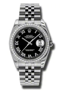 Rolex Oyster Perpetual Datejust 36 Black Dial Stainless Steel Jubilee Bracelet Automatic Ladies Watch 116244BKRJ