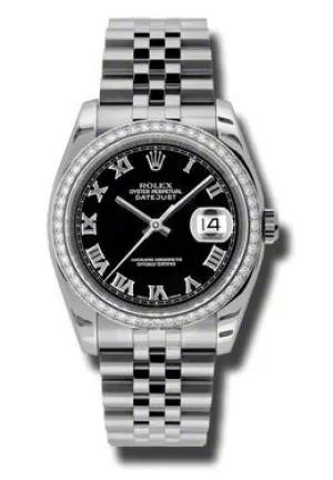 Rolex Oyster Perpetual Datejust 36 Black Dial Stainless Steel Jubilee Bracelet Automatic Ladies Watch 116244BKRJ