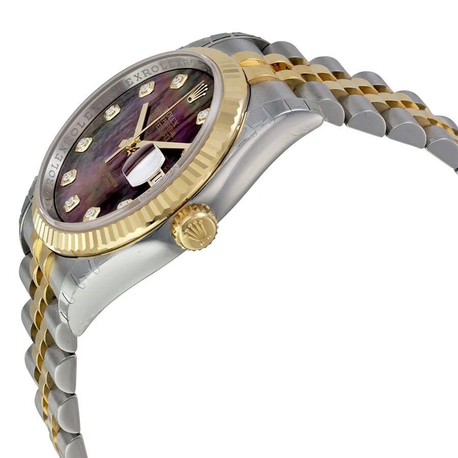 Rolex Oyster Perpetual Datejust 36 Black Mother of Pearl Dial Stainless Steel and 18K Yellow Gold Jubilee Bracelet Automatic Men's Watch 116233BKMDJ