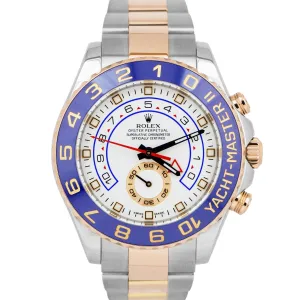 Rolex Yacht-Master II PAPERS White Two-Tone 18K Rose Gold 116681 44mm Watch B P