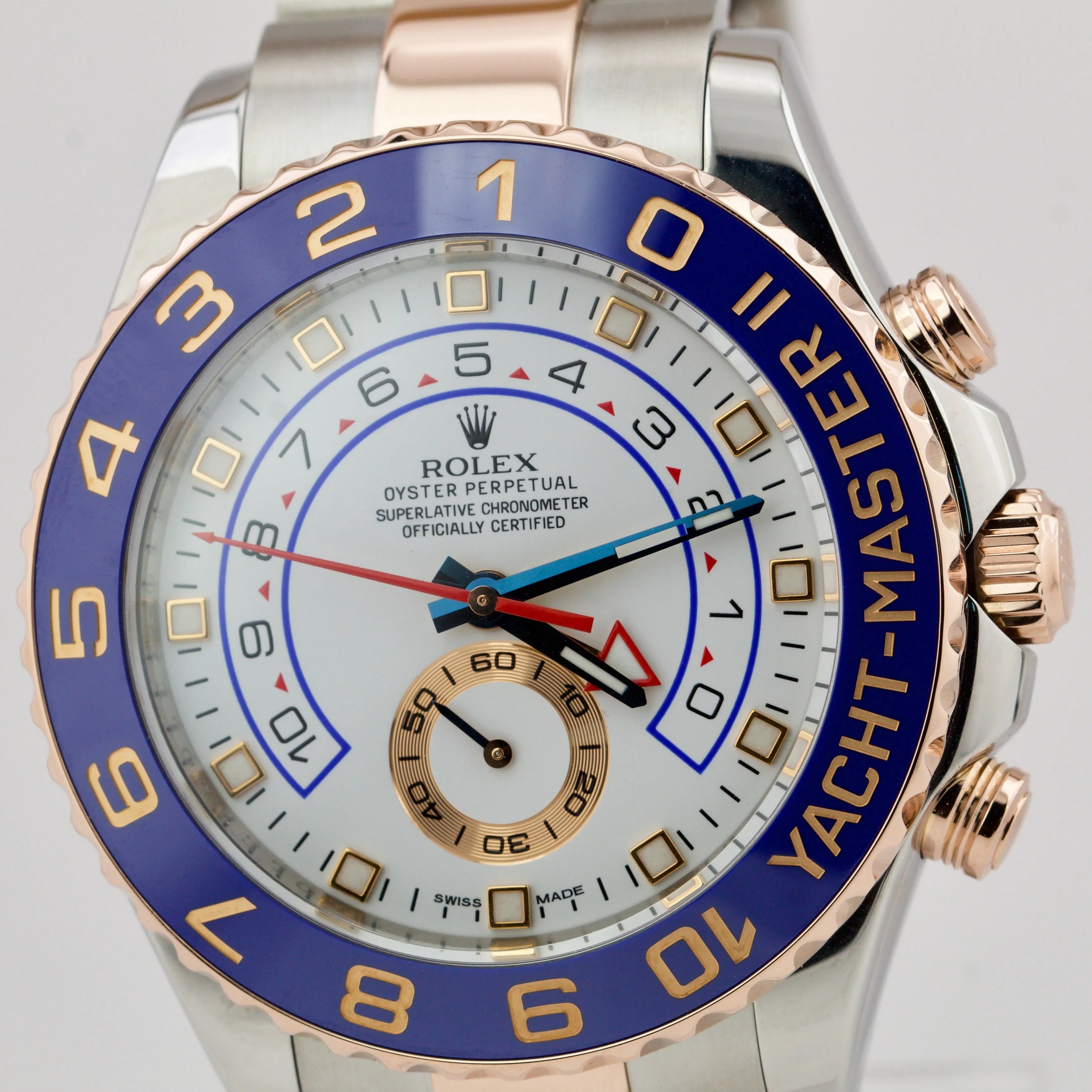 Rolex Yacht-Master II PAPERS White Two-Tone 18K Rose Gold 116681 44mm Watch B P