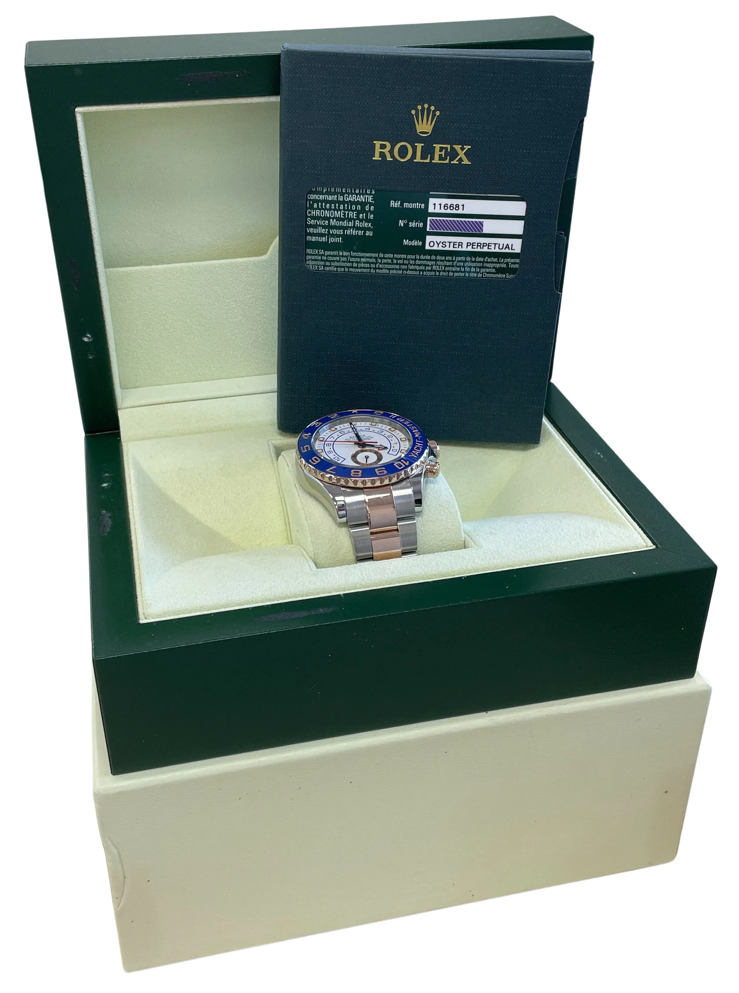 Rolex Yacht-Master II PAPERS White Two-Tone 18K Rose Gold 116681 44mm Watch B P