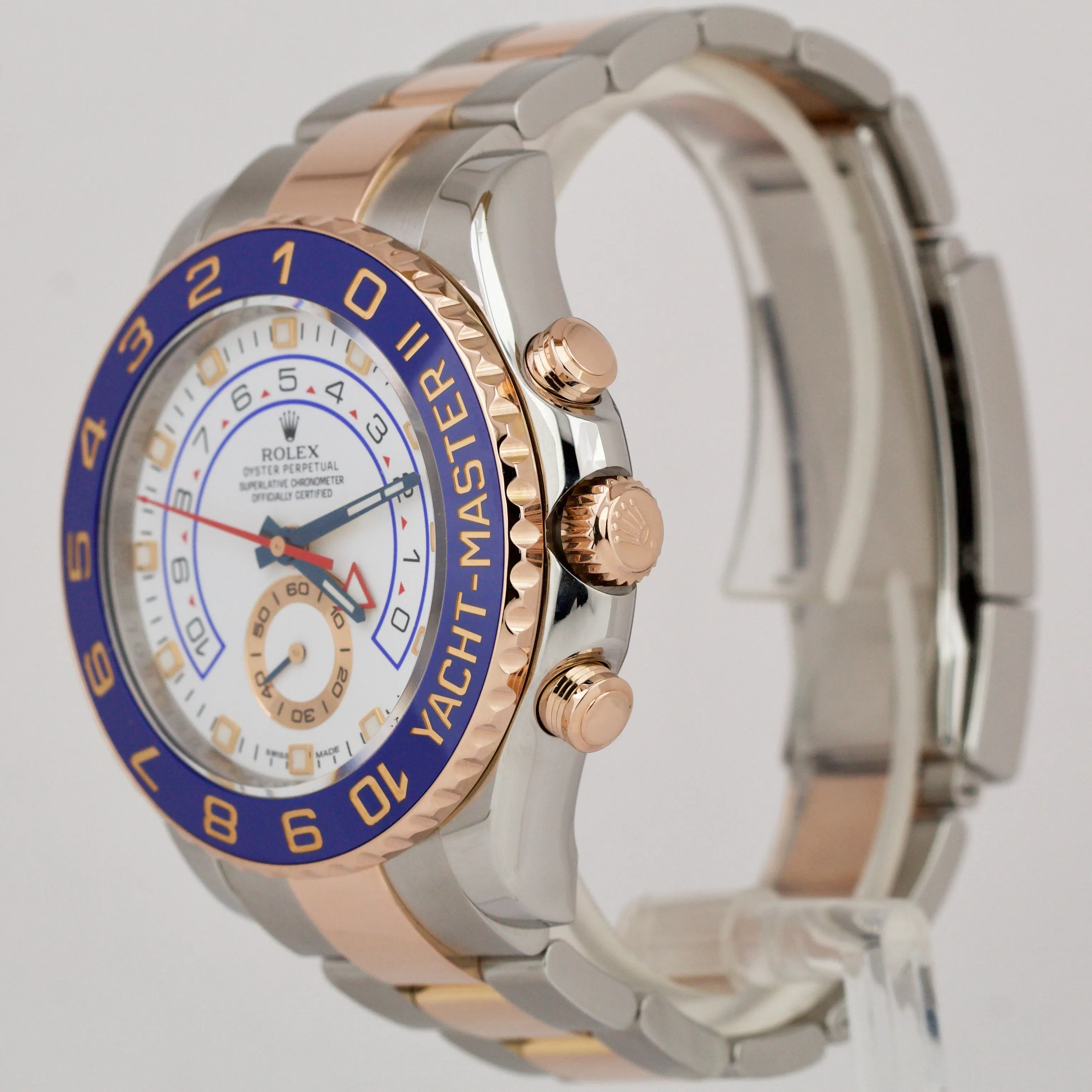Rolex Yacht-Master II PAPERS White Two-Tone 18K Rose Gold 116681 44mm Watch B P