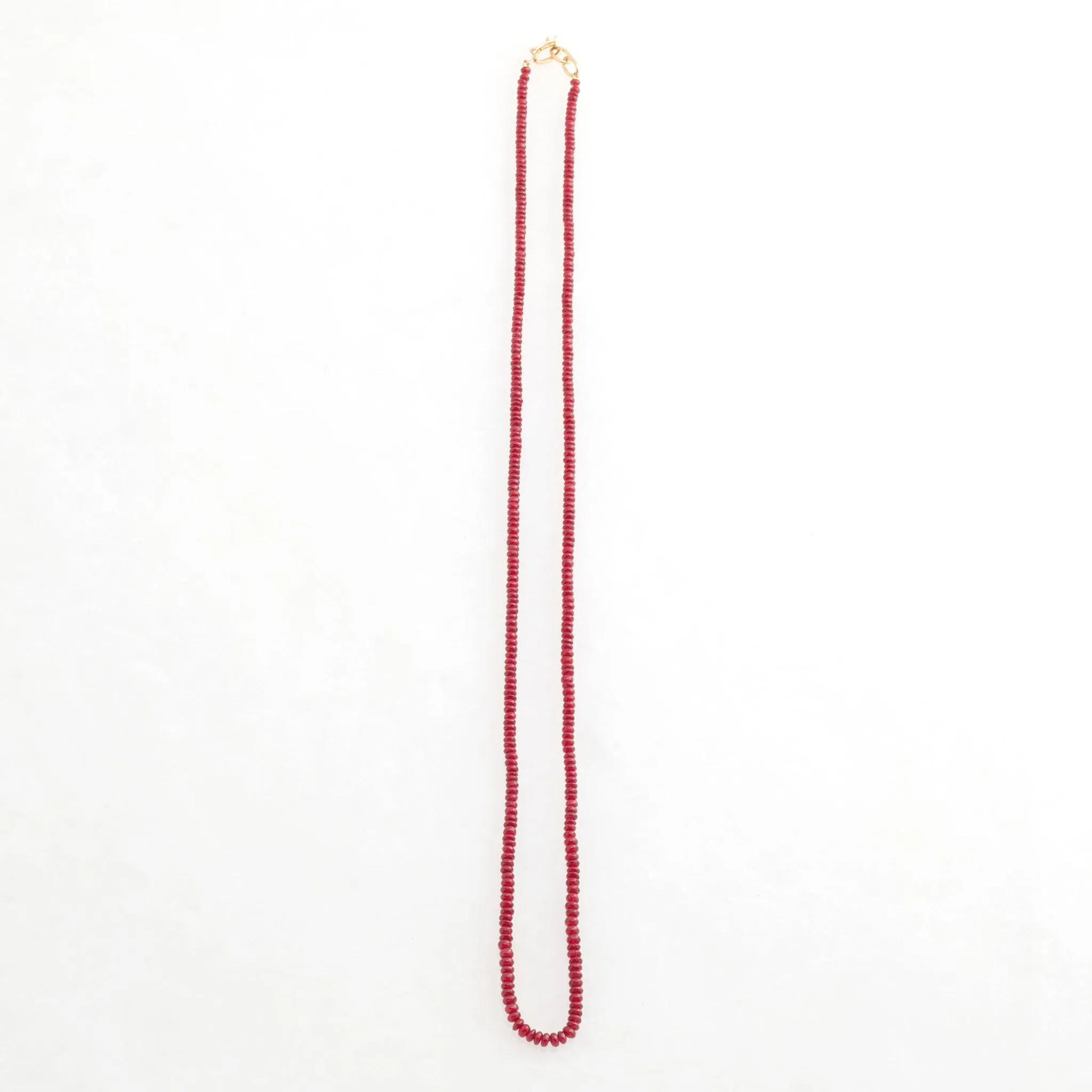 Rondelle Ruby Necklace 18K Yellow Gold, 18"