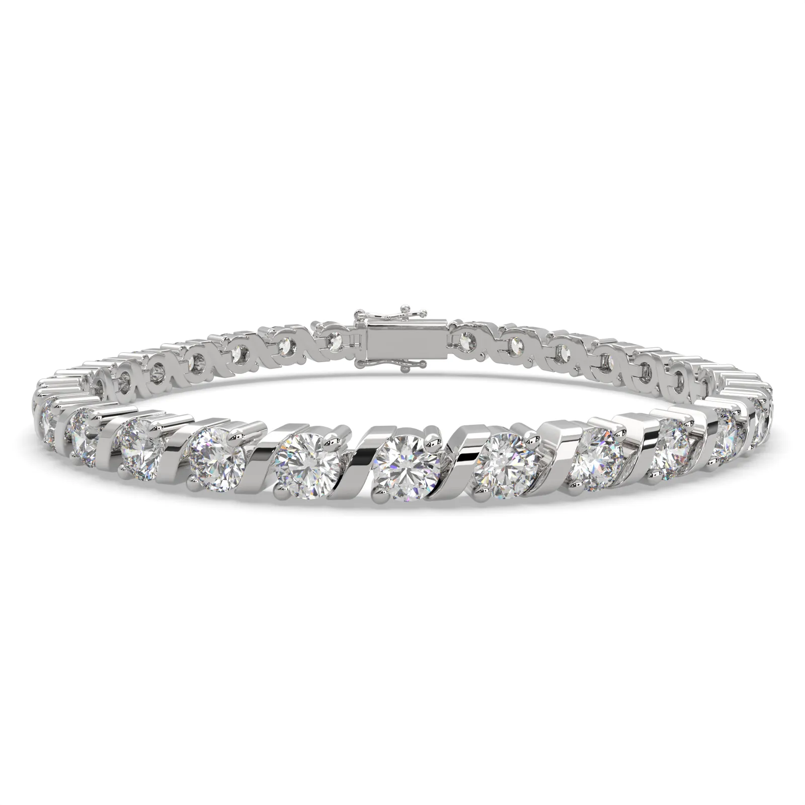 Rosamund Round Cut Diamond Tennis Bracelet S-Link (8 ctw)