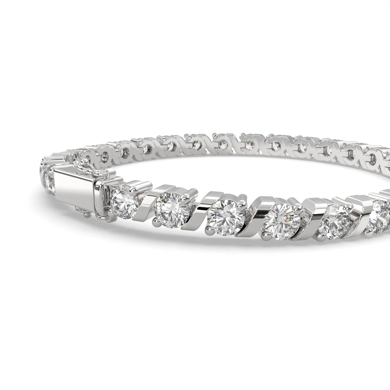 Rosamund Round Cut Diamond Tennis Bracelet S-Link (8 ctw)