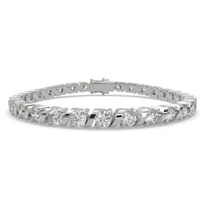 Rosamund Round Cut Diamond Tennis Bracelet S-Link (8 ctw)