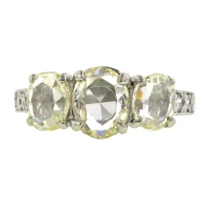 Rose Cut Three Stone Diamond Ring