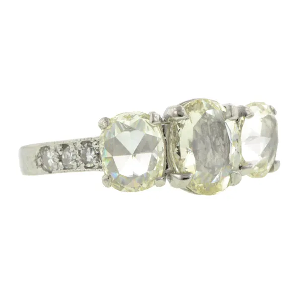 Rose Cut Three Stone Diamond Ring