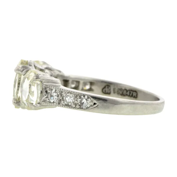 Rose Cut Three Stone Diamond Ring
