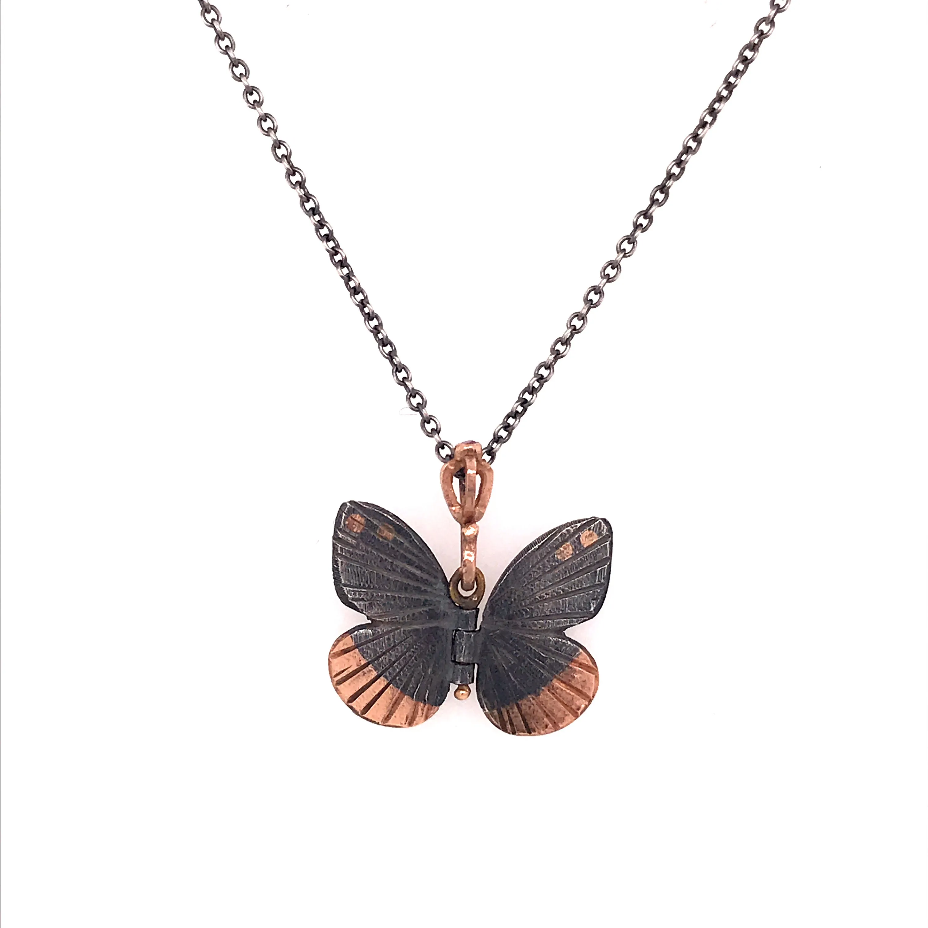 Rose Gold Accented Baby Asterope Butterfly Pendant