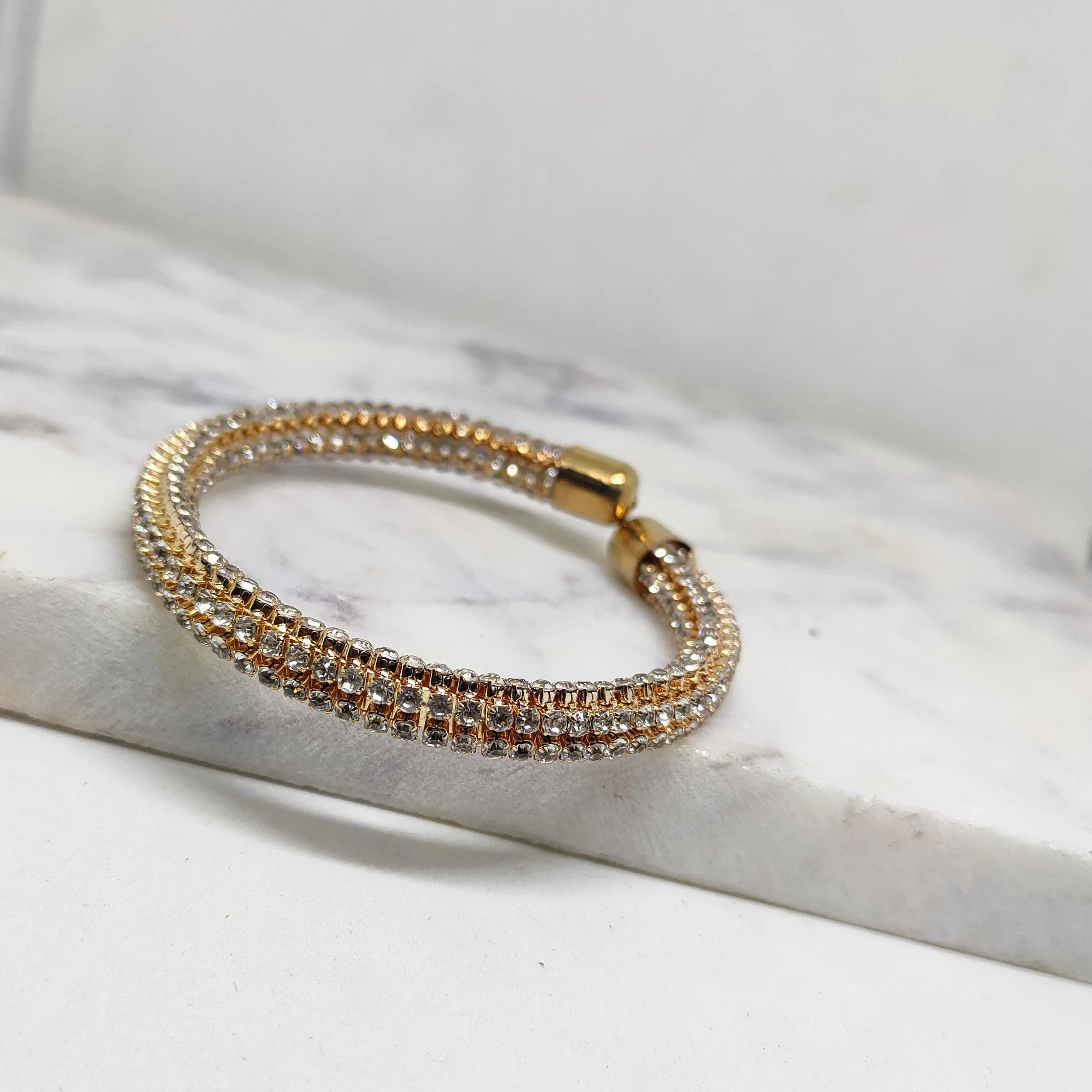 Rose Gold Bracelet With Stone Design American Diamond