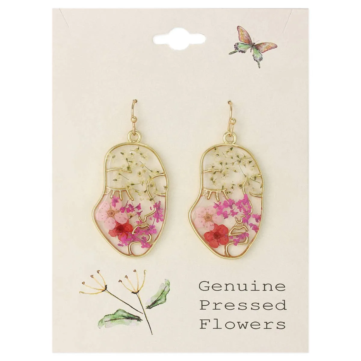 Rosy Cheeks Gold Dried Flower Earrings