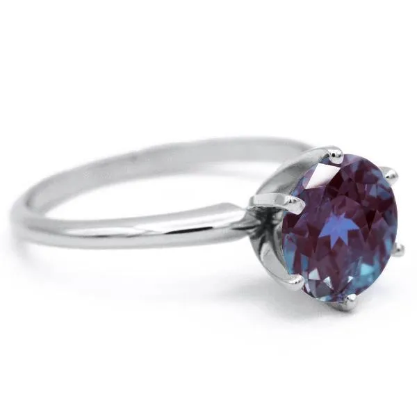 Round Alexandrite Platinum 6 Prongs Solitaire Ring