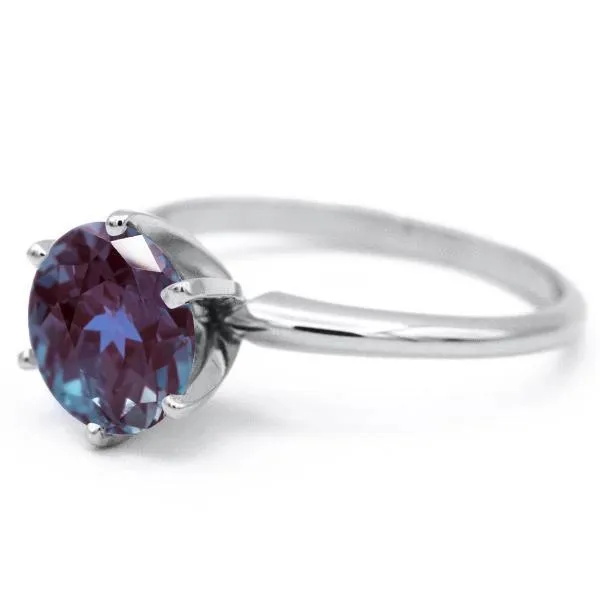 Round Alexandrite Platinum 6 Prongs Solitaire Ring