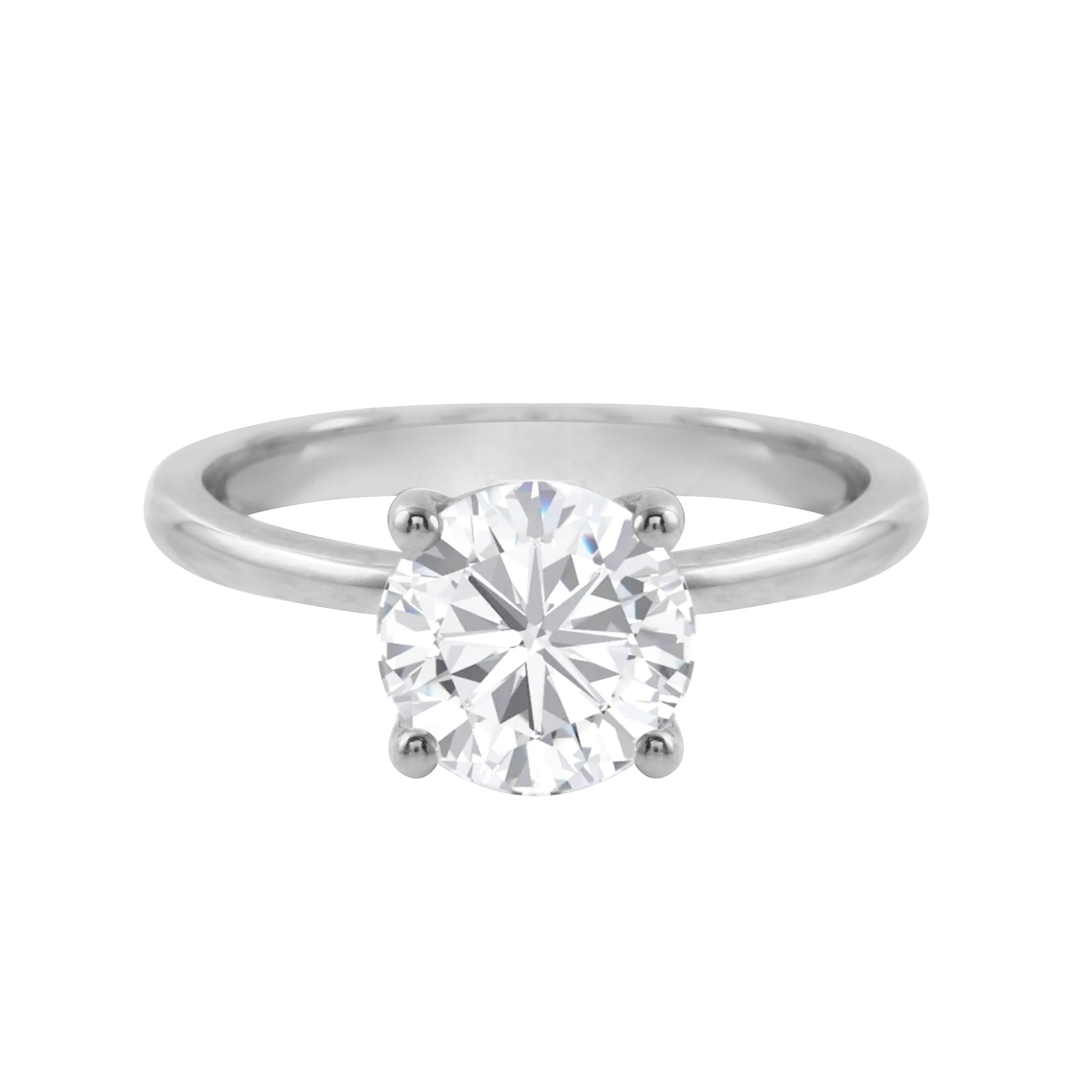 Round Brilliant-Cut Diamond Solitaire Tulip Basket Engagement Ring Setting
