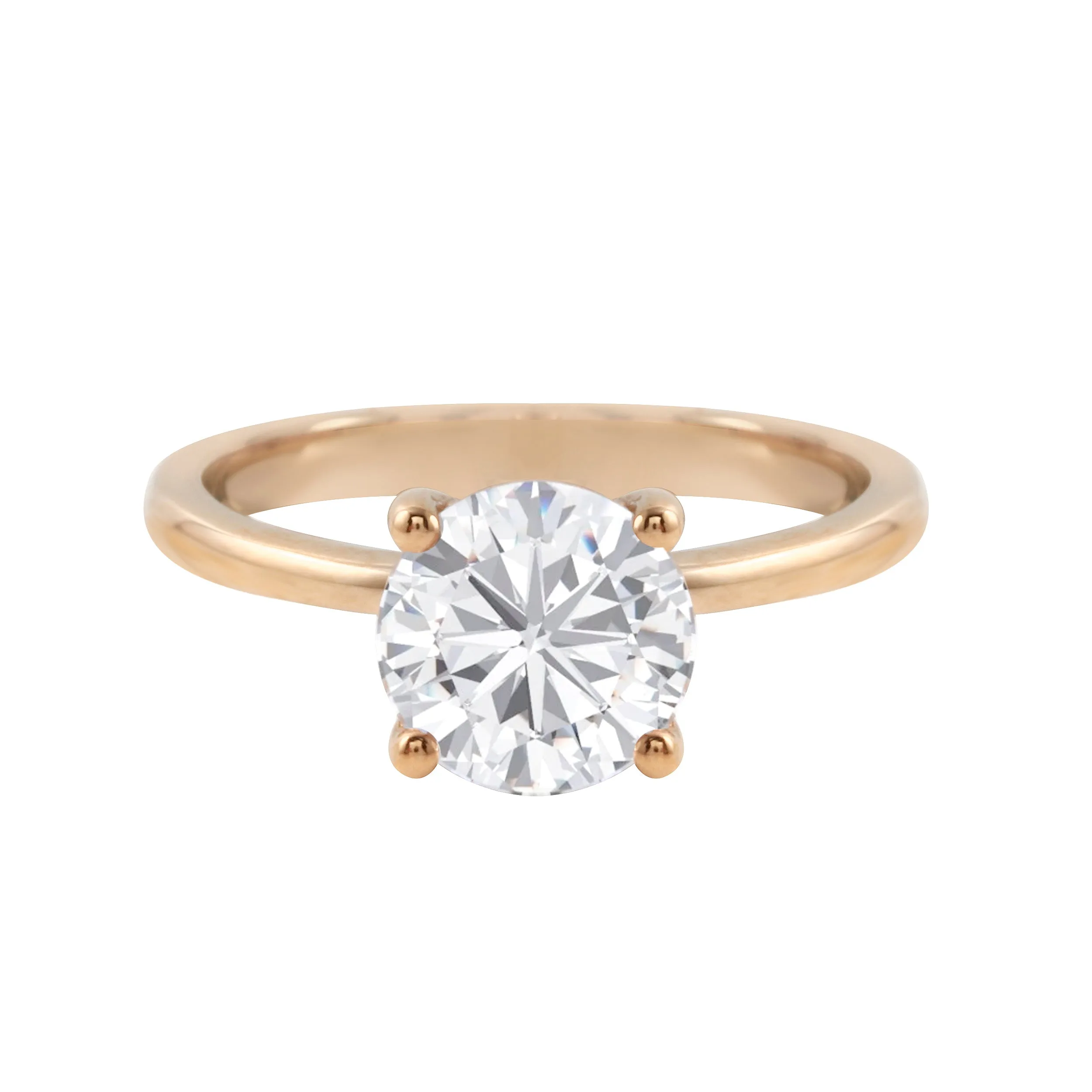 Round Brilliant-Cut Diamond Solitaire Tulip Basket Engagement Ring Setting
