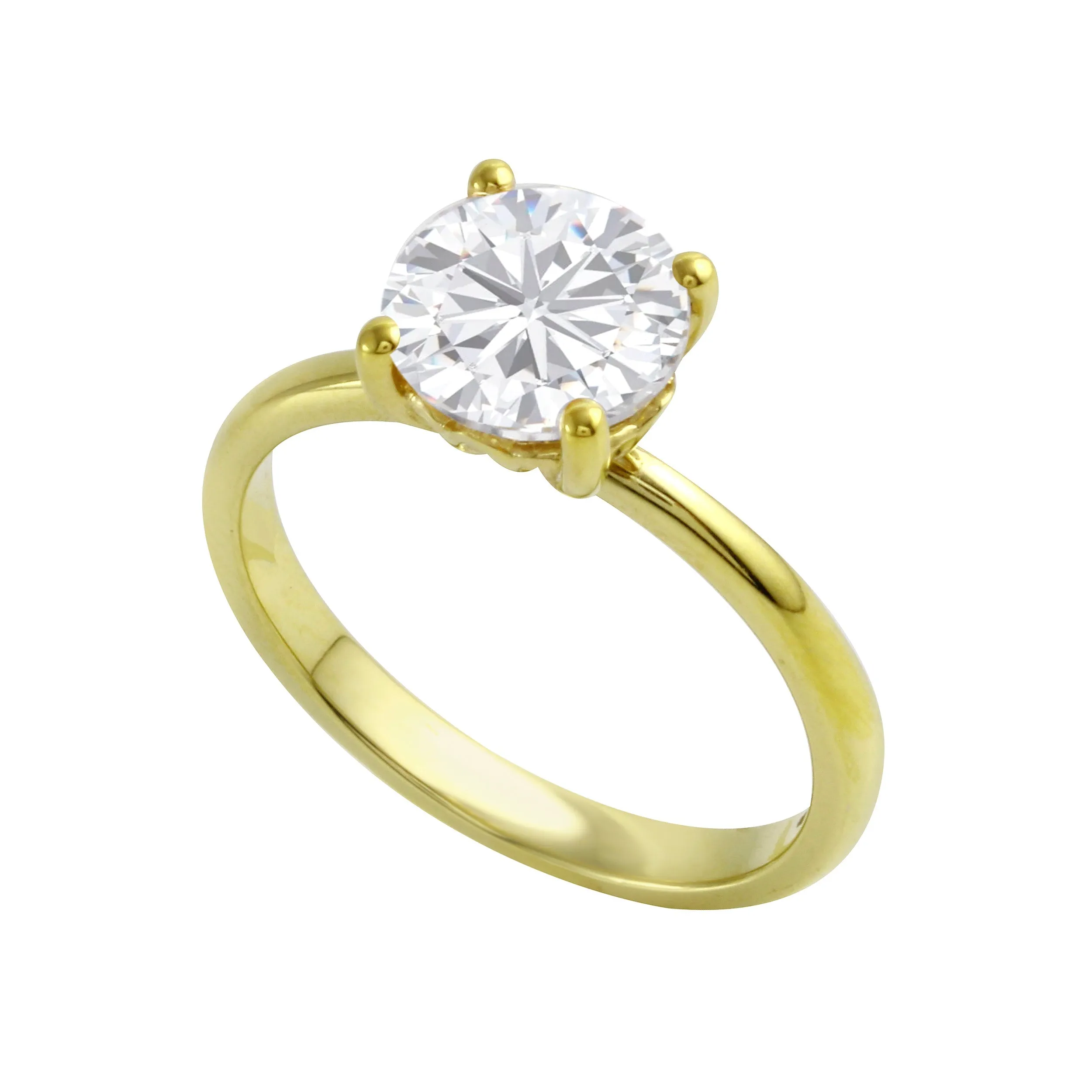 Round Brilliant-Cut Diamond Solitaire Tulip Basket Engagement Ring Setting