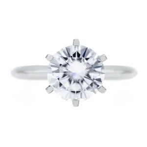 Round Center Stone Platinum 6 Prongs Solitaire Ring