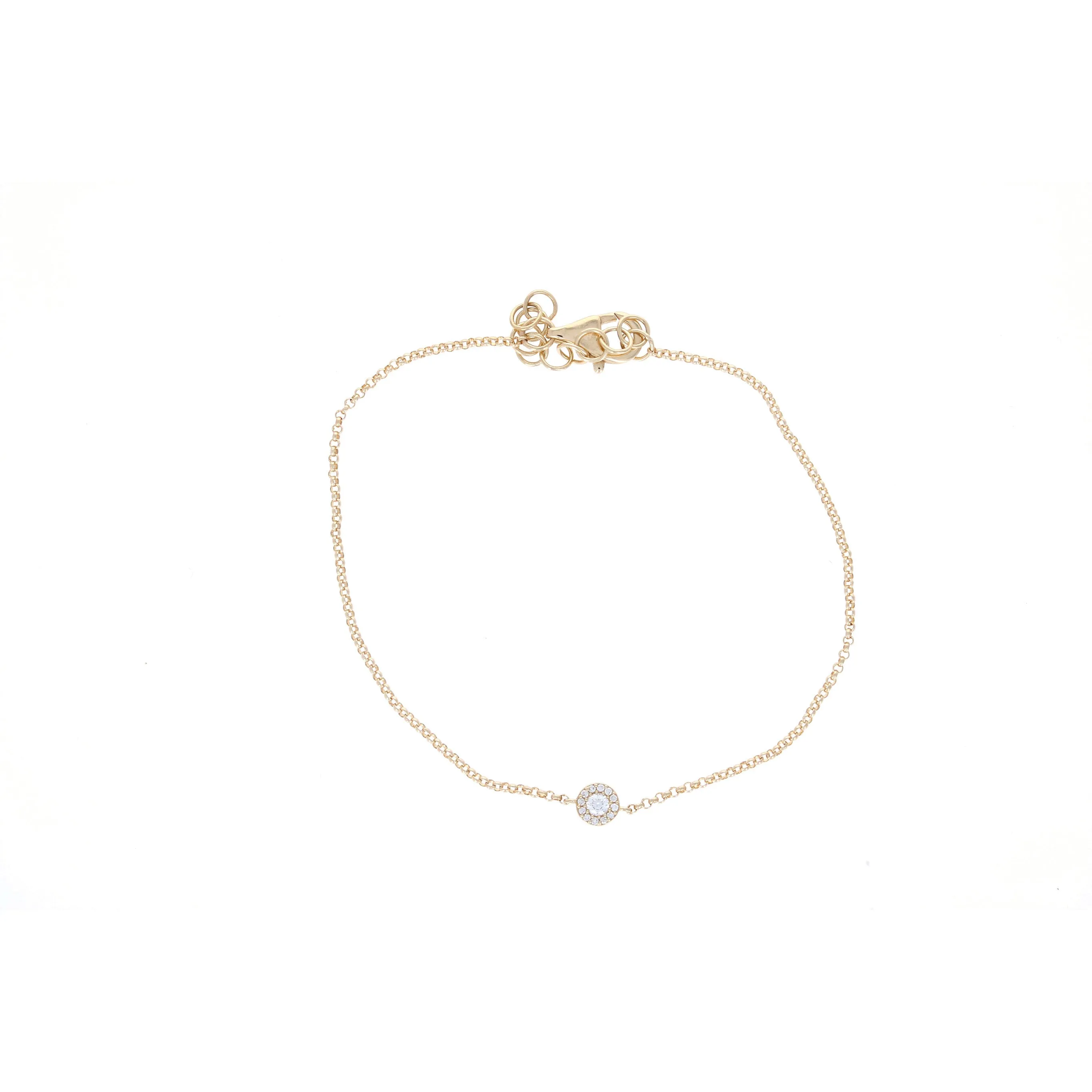Round Diamond Halo Chain Bracelet