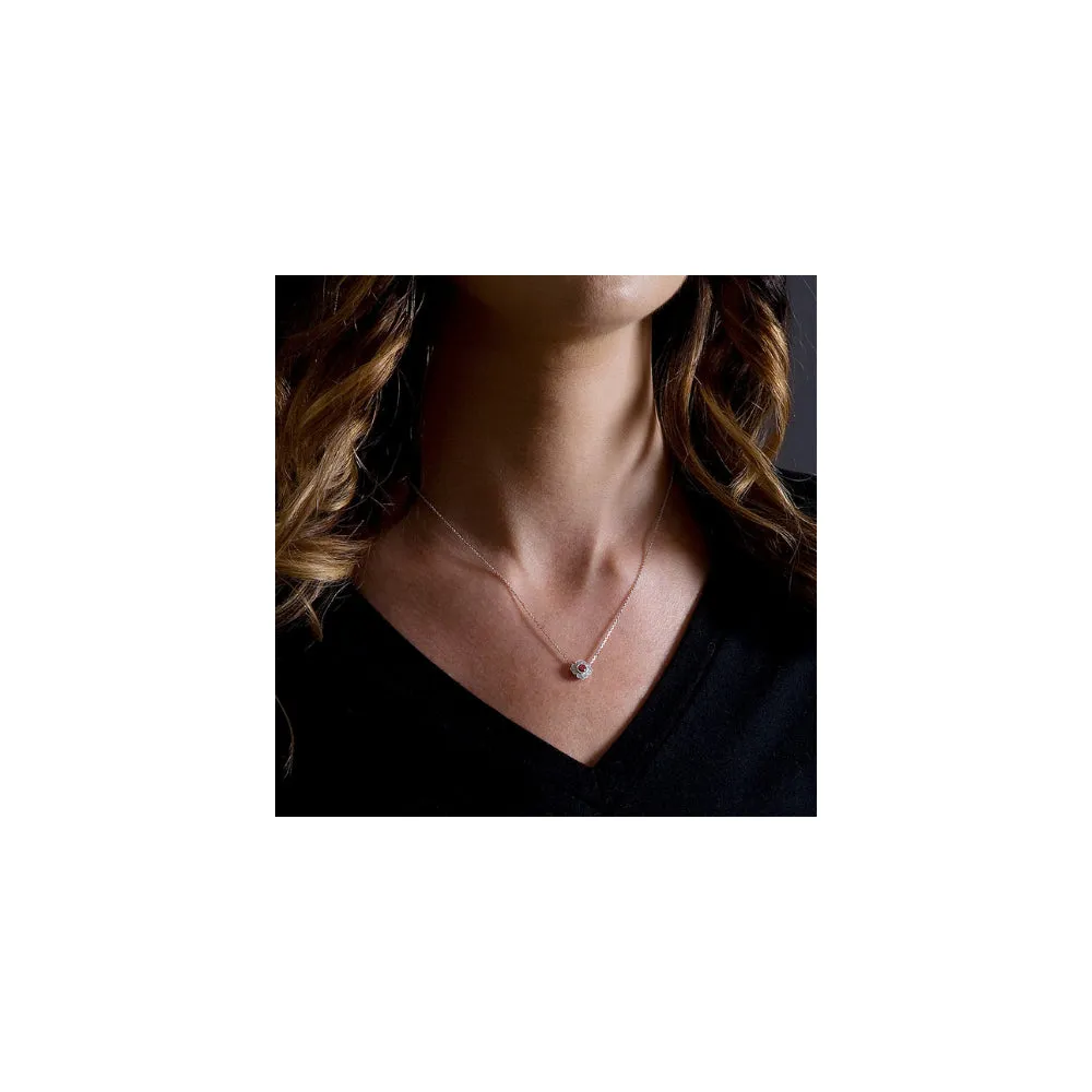 Round Ruby with Pavé Filligree Pendant Necklace