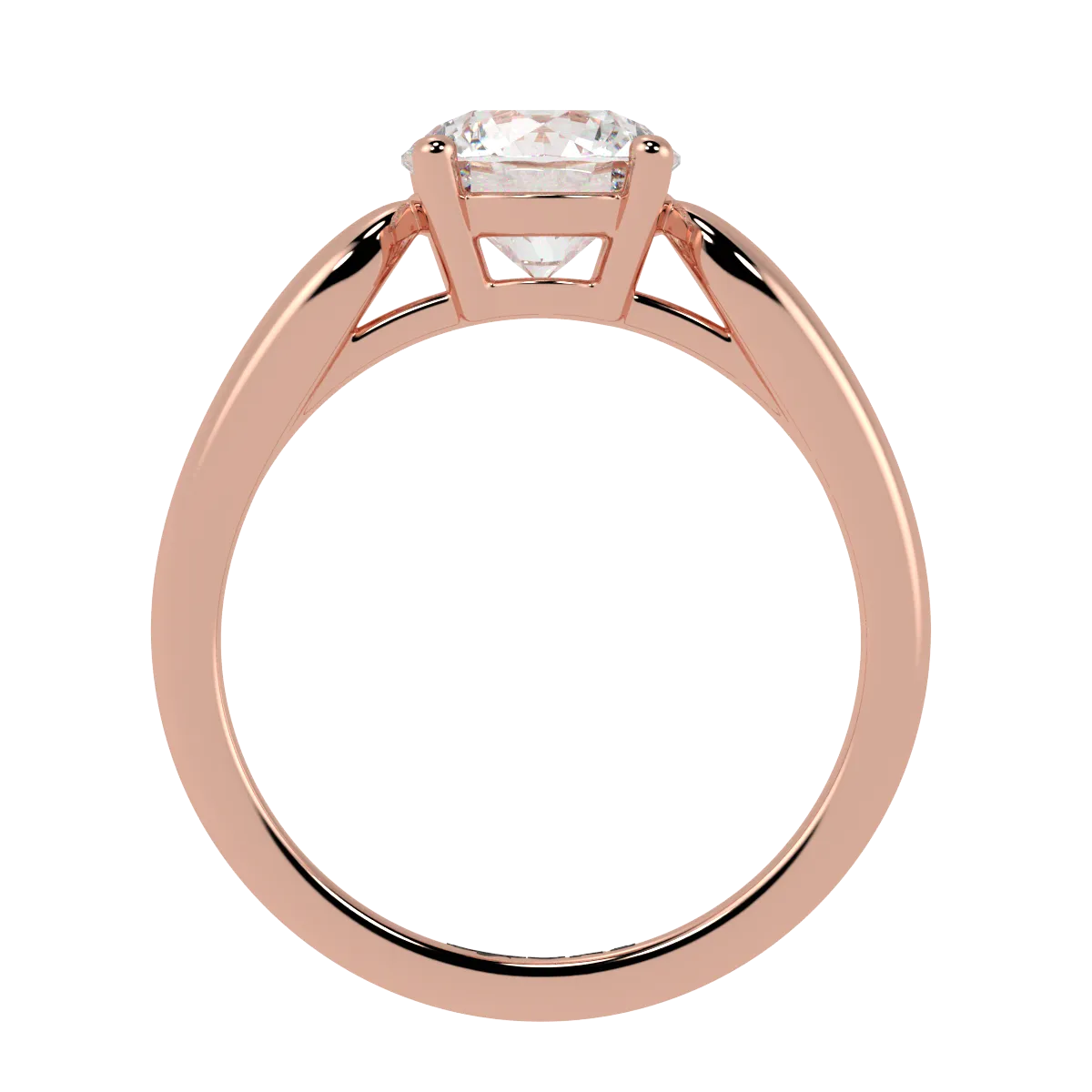 Round Solitaire 4-Claw, Tapered Band