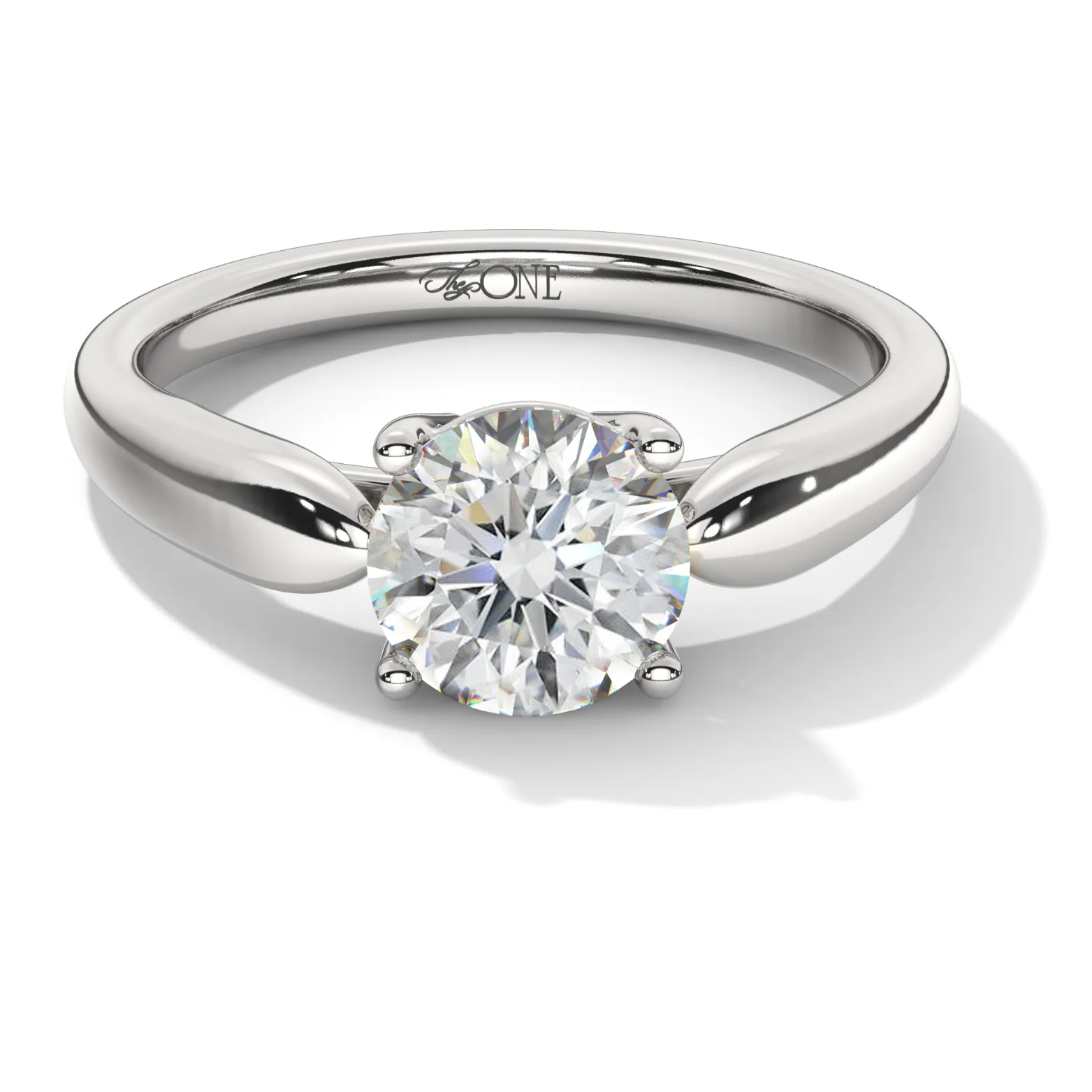 Round Solitaire 4-Claw, Tapered Band