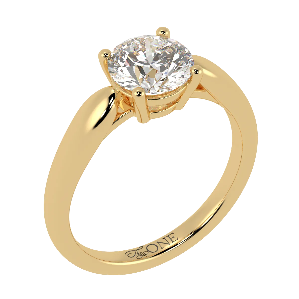 Round Solitaire 4-Claw, Tapered Band
