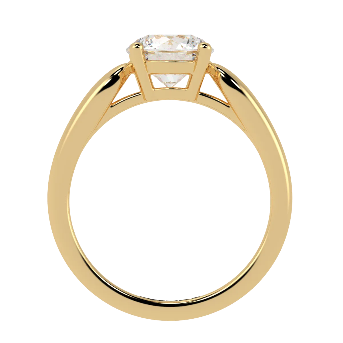 Round Solitaire 4-Claw, Tapered Band