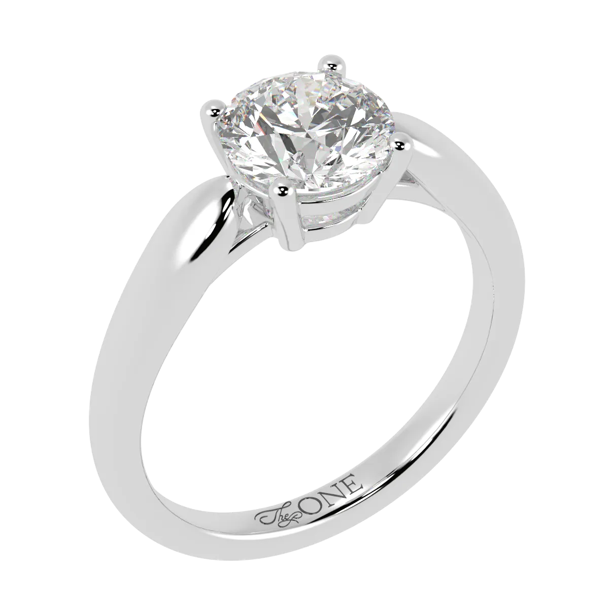 Round Solitaire 4-Claw, Tapered Band