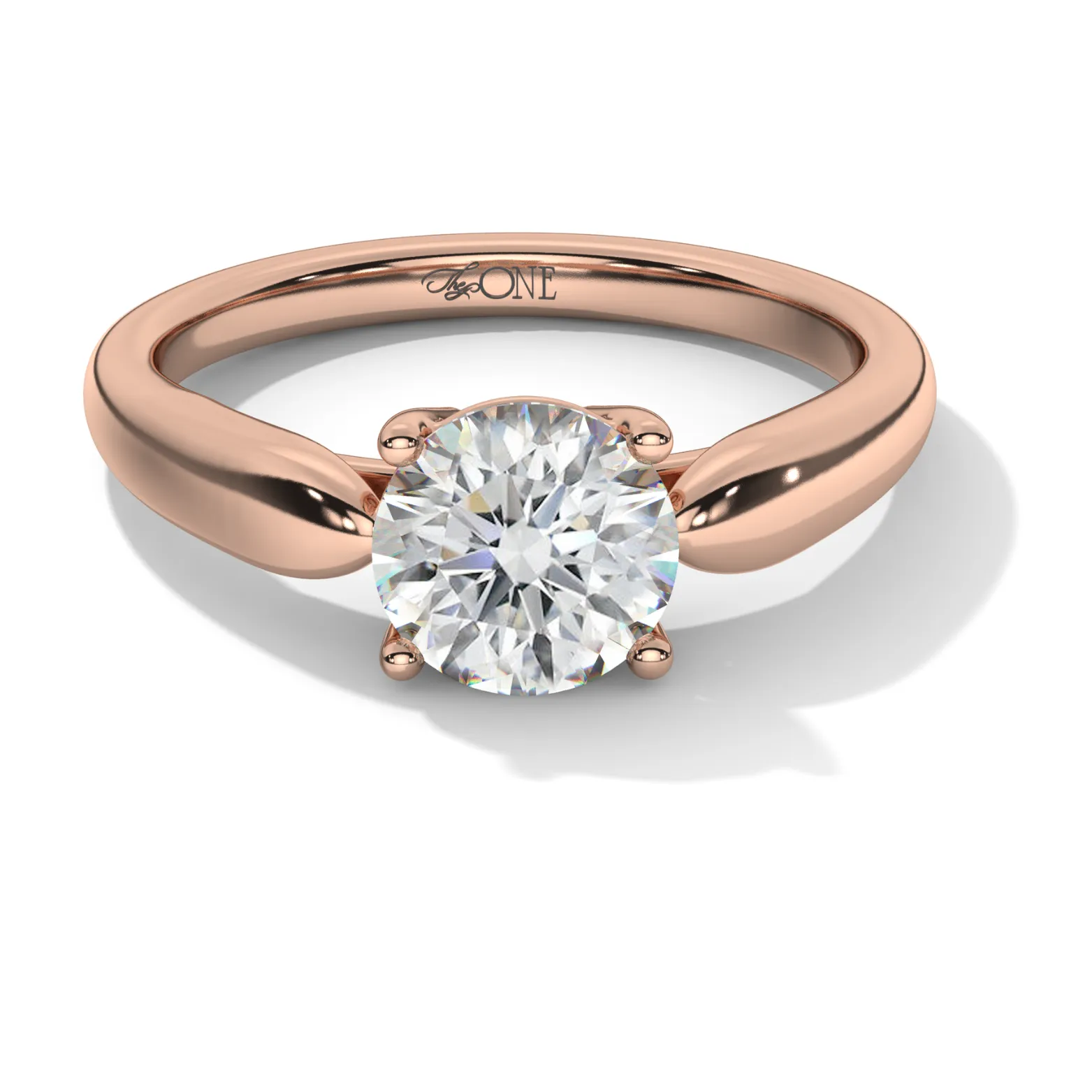 Round Solitaire 4-Claw, Tapered Band