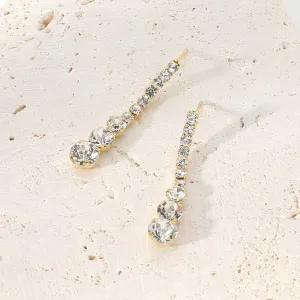 Round Stone Cluster Dropdown Earrings