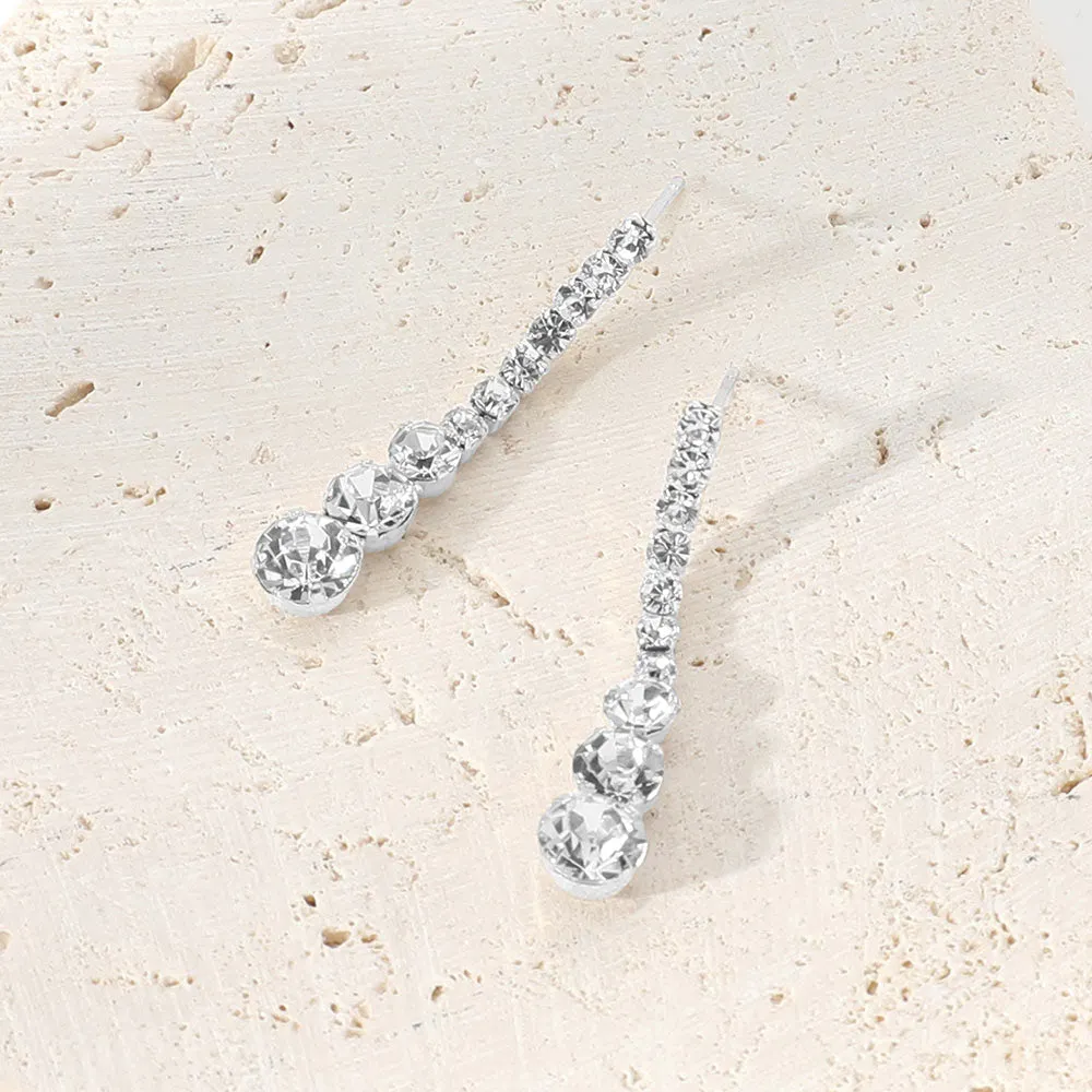 Round Stone Cluster Dropdown Earrings