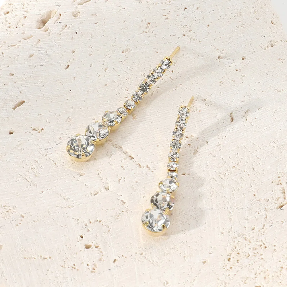 Round Stone Cluster Dropdown Earrings