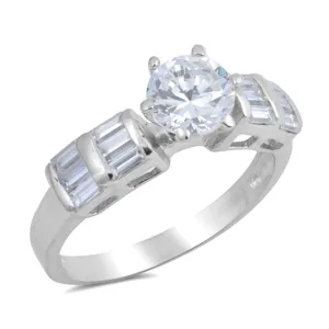 Round White CZ Wedding Engagement Ring New .925 Sterling Silver Band Sizes 5-11