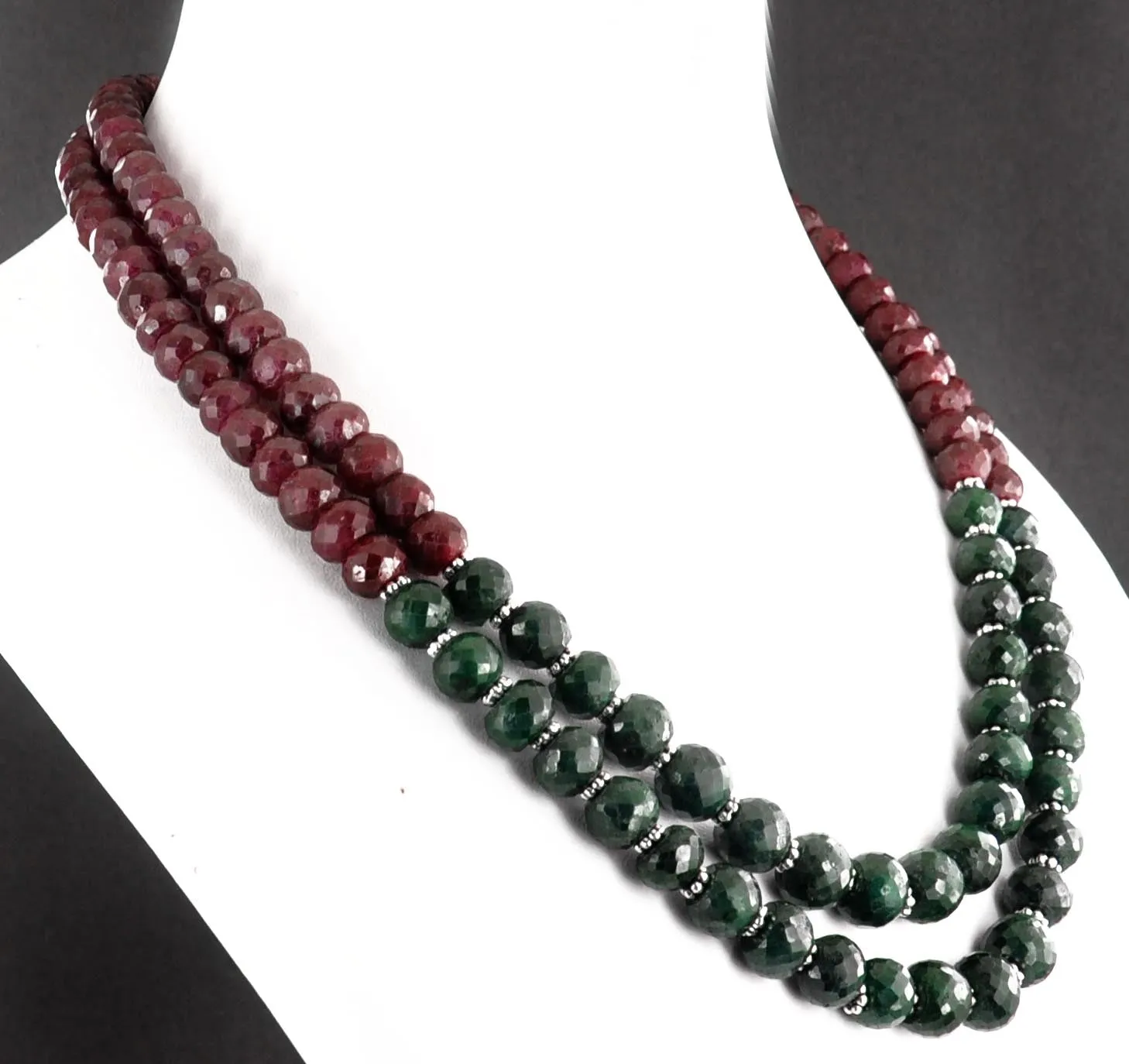 Ruby & Emerald Gemstone Necklace with Matching Bracelet with Earrings For Gift