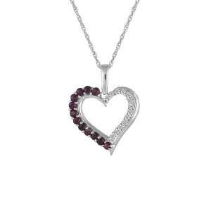 Ruby and Diamond Accent Heart Pendant in 10K White Gold