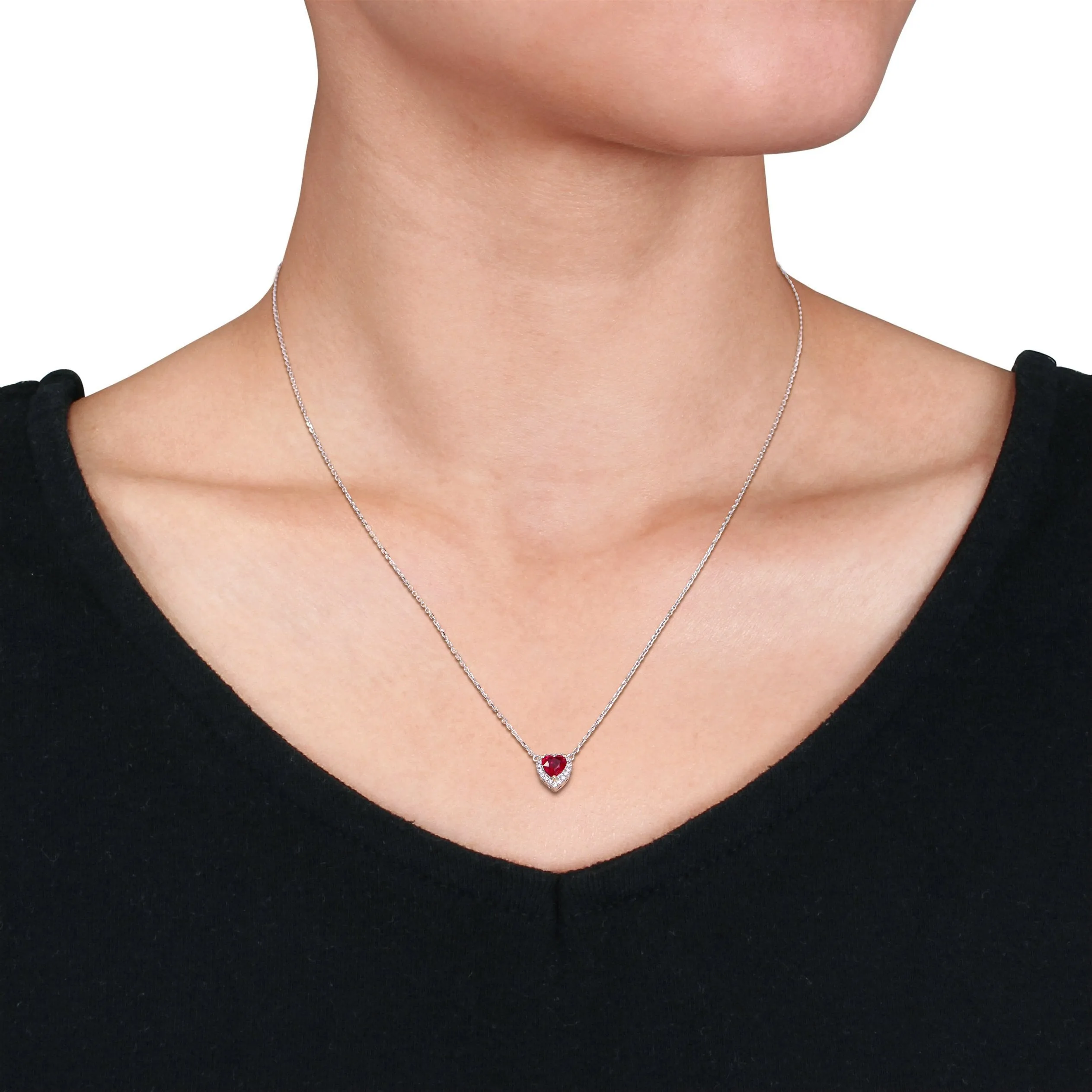 Ruby and Diamond Heart Pendant