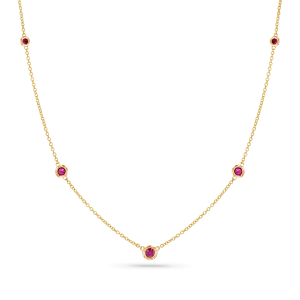 Ruby Bezel Strand Necklace