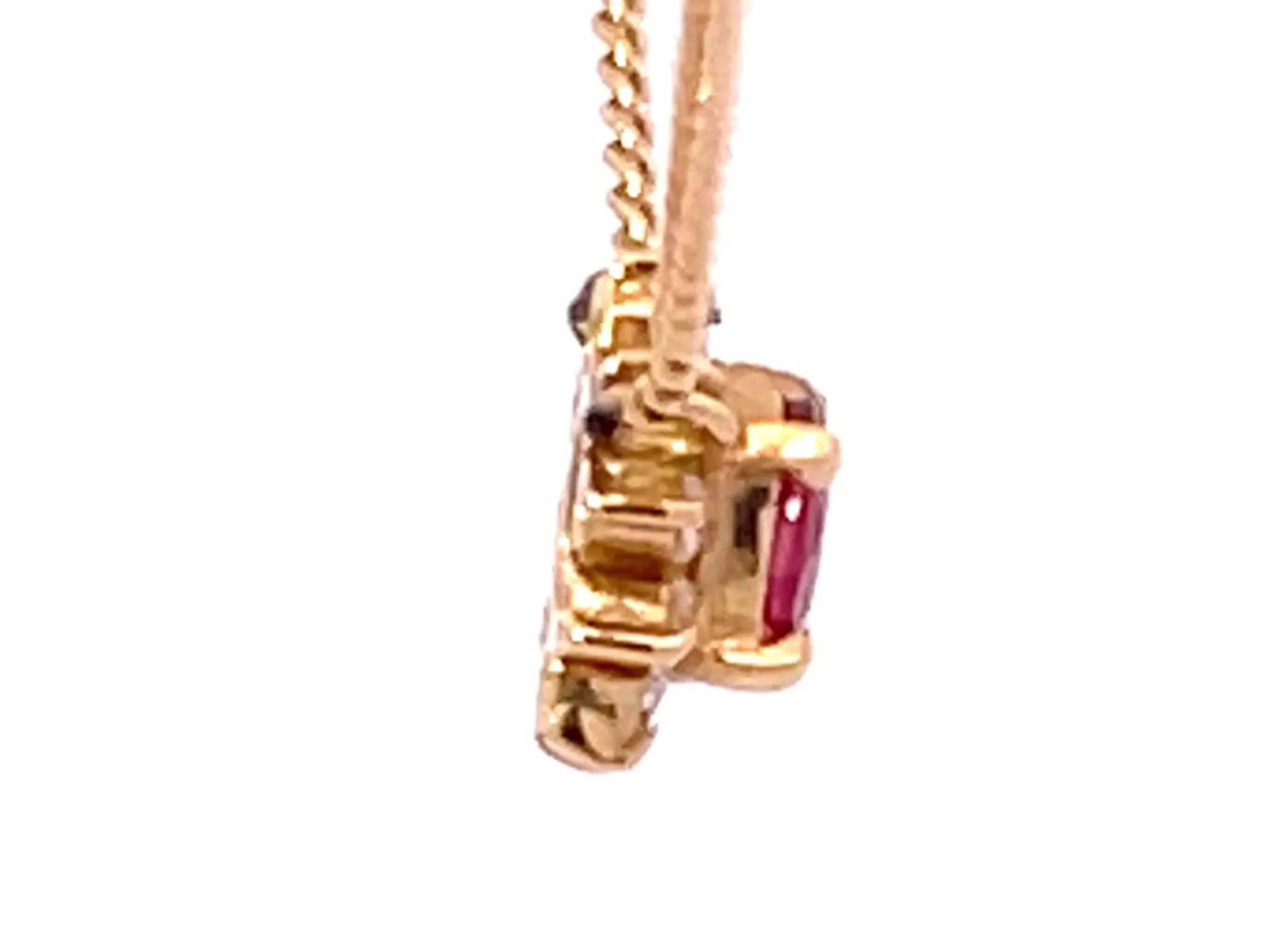 Ruby Diamond Halo Necklace in 18k Yellow Gold