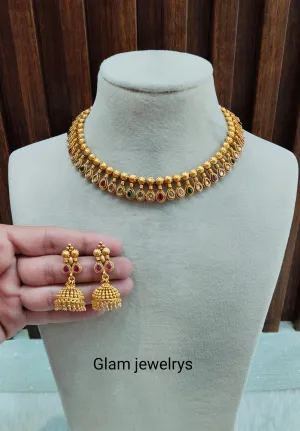 Ruby Green Gold Polki Necklace Indian Jewellery Simran Set