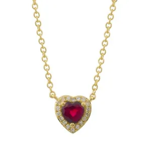 Ruby Heart 14K Diamond Necklace