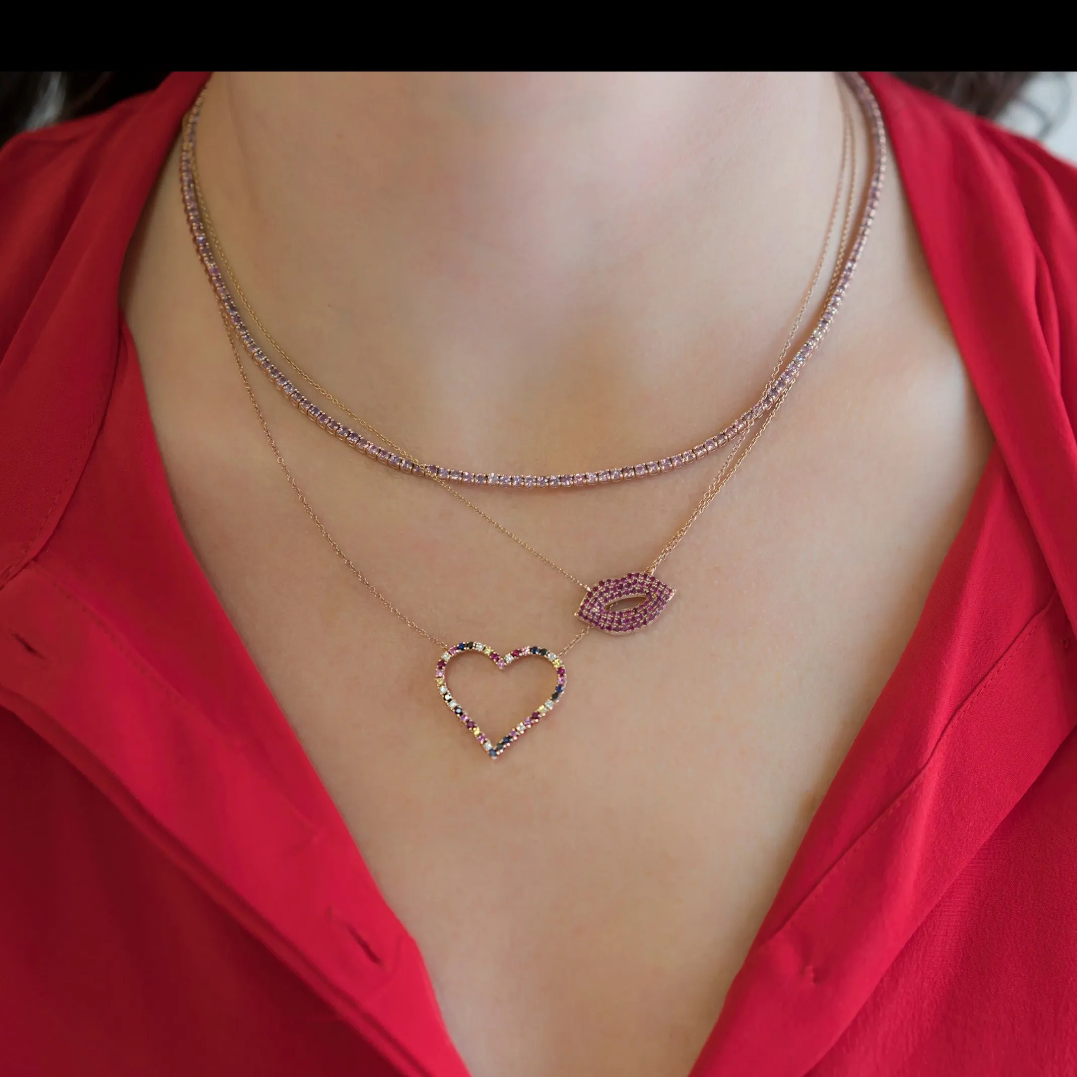 Ruby Kissy Lips Necklace