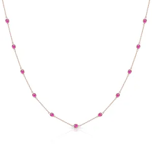 Ruby Necklace Oval Station In 18K Rose Gold