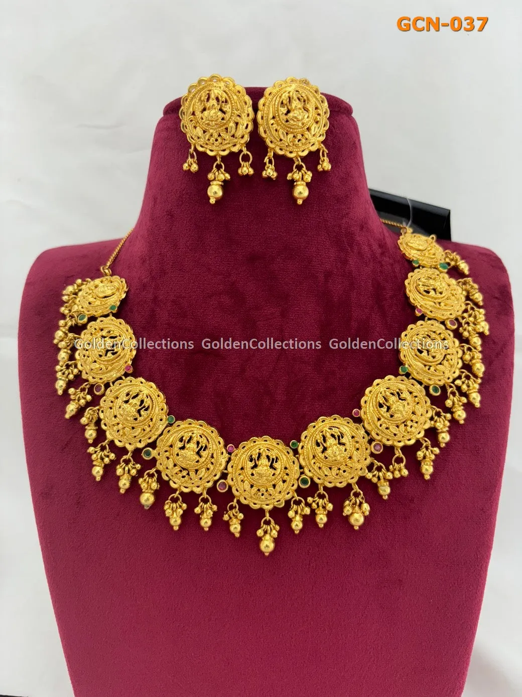 Ruby Necklace : Trendy Gold Plated Necklaces 2024 GCN-037