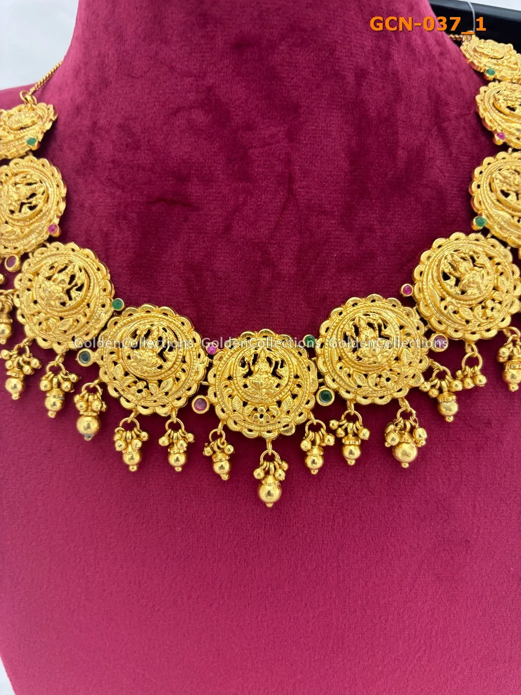 Ruby Necklace : Trendy Gold Plated Necklaces 2024 GCN-037