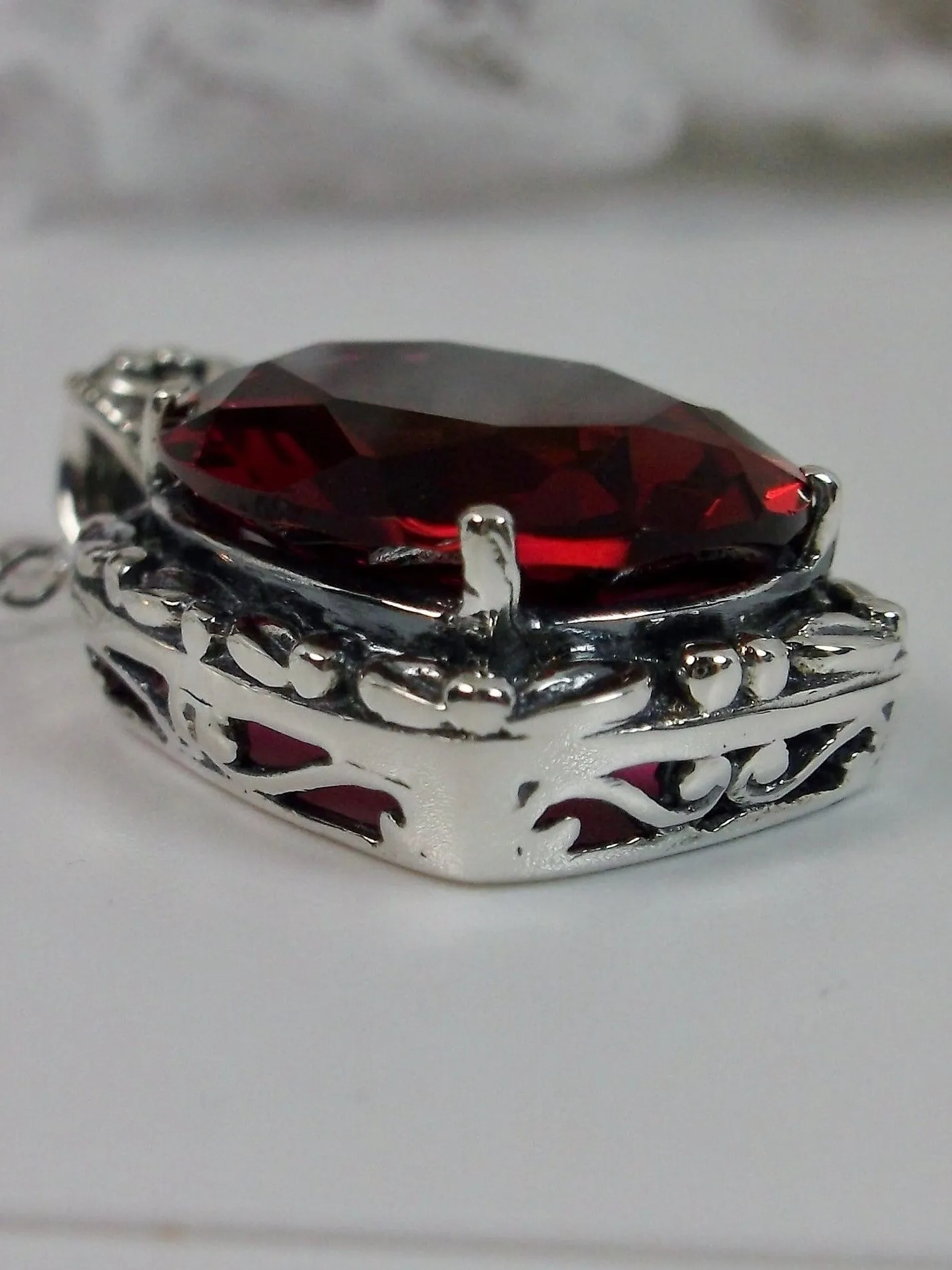 Ruby Pendant, Art Nouveau Necklace #P120 - Ready to Ship